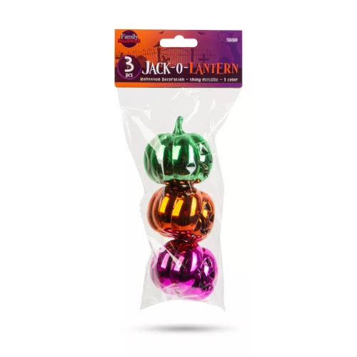 Family Halloween-i tök dekoráció - fényes - 6 cm - 3 szín / csomag (58180)