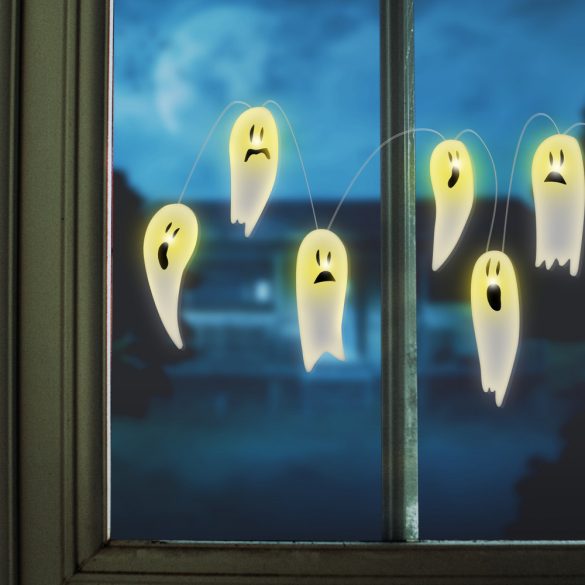 Halloween-i LED ablakdekor - gél - szellem - 85 cm (58186A)