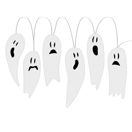 Halloween-i LED ablakdekor - gél - szellem - 85 cm (58186A)