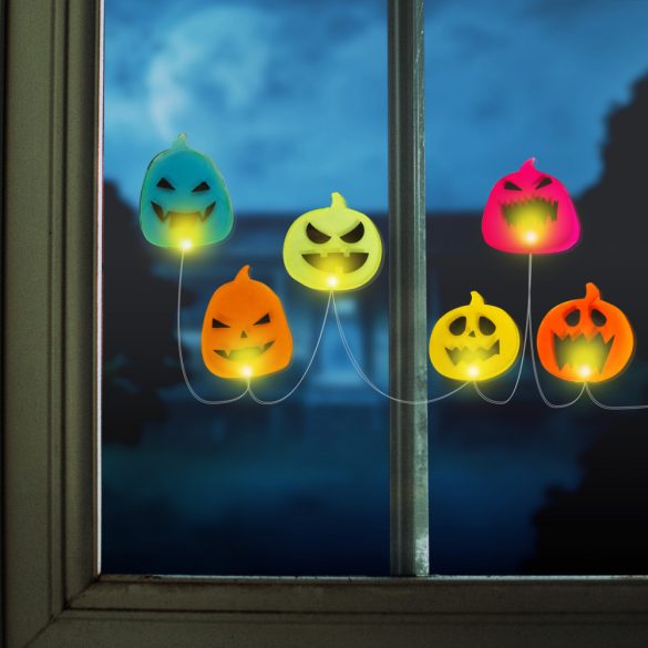 Halloween-i LED ablakdekor - gél - tök - 85 cm (58186B)