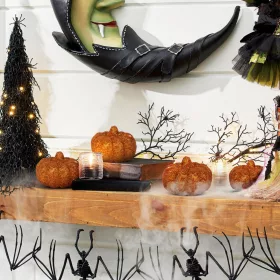   Family Halloween-i tök dekoráció - 5,2 cm - habszivacs - glitteres - 4 db / csomag (58188)