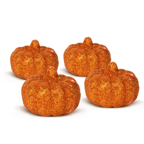 Family Halloween-i tök dekoráció - 5,2 cm - habszivacs - glitteres - 4 db / csomag (58188)