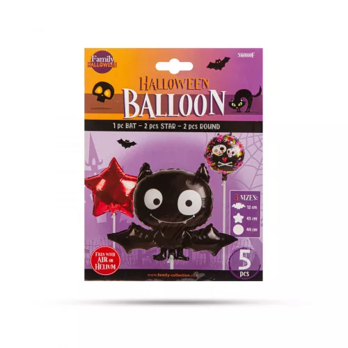 Halloween lufi szett - denevér - 5 db / csomag (58080F)
