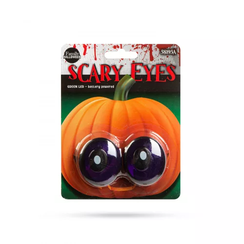Halloween-i ijesztő szempár - zöld LED-es - elemes (58195A)