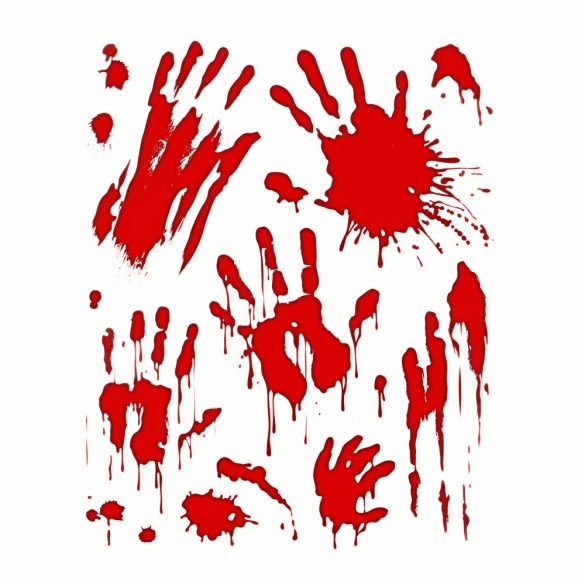 Halloween-i ablakmatrica szett - véres kezek - 8 részes (58131D)