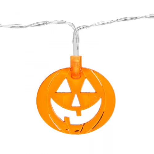 Halloween-i LED-es fényfüzér - tök - 10 LED - 2 x AA - 1,35 m (56533A)