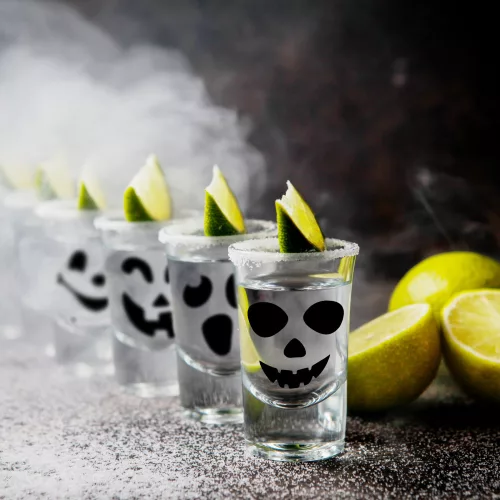 Halloween-i fólia matrica szett - fekete tök arcok - 16 db / csomag (58131E)