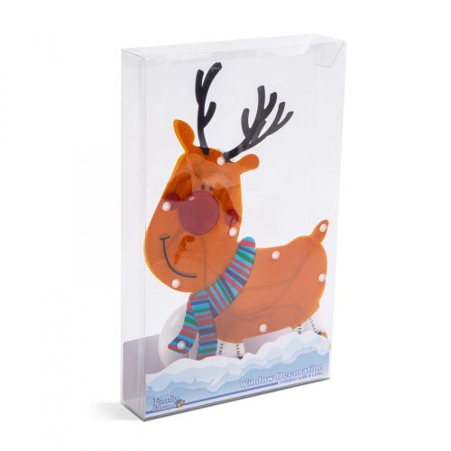 Family LED-es PVC ablakdekor - rénszarvas - 28 x 17 cm - 3 x AAA (56530C)