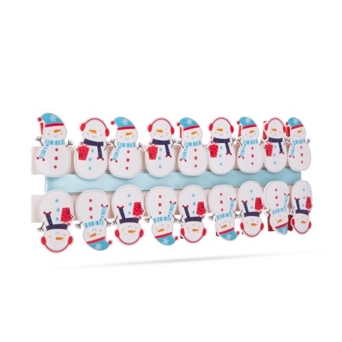 Family Karácsonyi csipesz szalaggal - hóember - 22 x 35 mm - 18 db, 2 m / csomag (58526B)