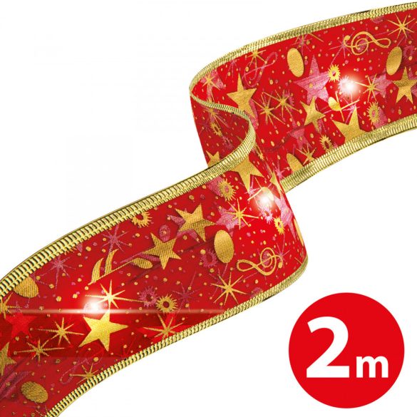 Family Karácsonyi LED-es szalag - piros - 2 m x 5 cm - 2 x AA (58933A)