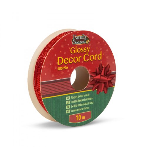 Family Fényes dekor zsinór - 10 m - piros (58569A)