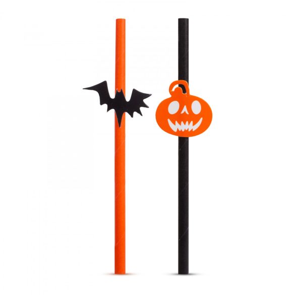 Papír szívószál - halloween - 197 x 6 mm - 12 db / csomag (57603E)