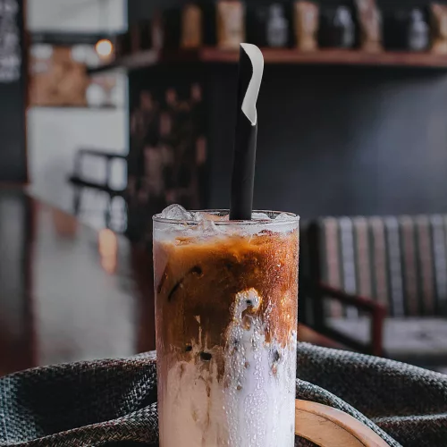 Family Papír szívószál - fekete, kanállal  - 200 x 8 mm - 150 db / csomag (57604A)