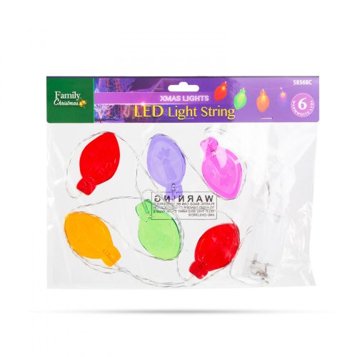 Family Karácsonyi LED-es fényfüzér - gél ablakmatrica - 6 LED - 2 x AA (58568C)