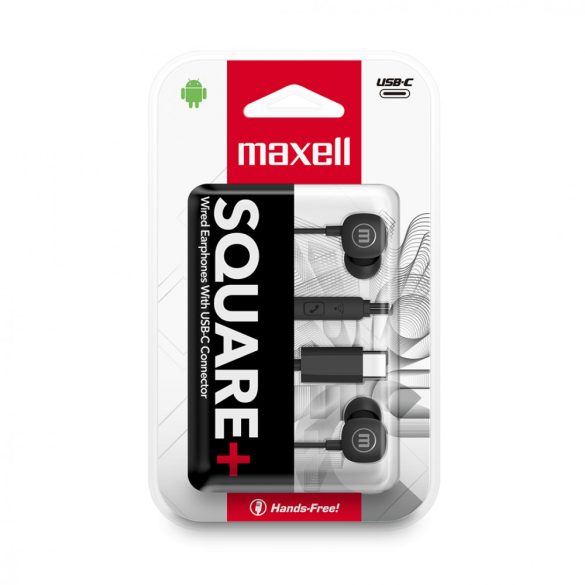 Maxell Maxell square+ fülhallgató - Type-c - 120 cm - fekete (52041BK)