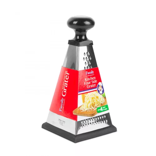 Konyhai négyoldalú reszelő - 23 x 11 x 11 cm - fekete (57529BK)