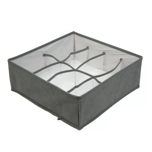 Bewello Szövet tárolódoboz - 32 x 32 x 12 cm - 8 zseb - szürke (BW2078)