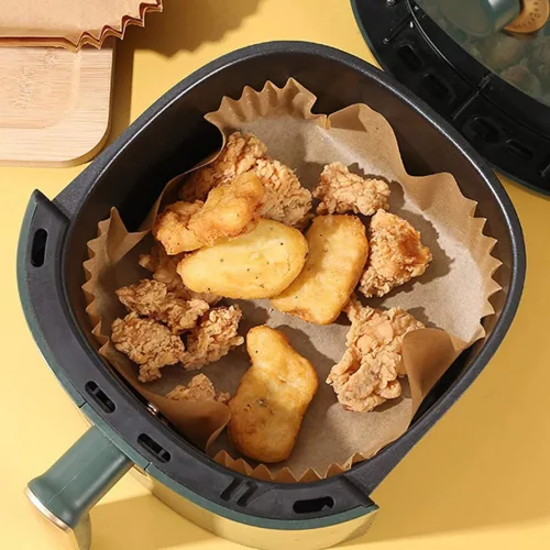 Bewello Air fryer sütőpapír - olaj nélküli sütőhöz - négyzet - 20 cm - 50 db / csomag (BW1020A)