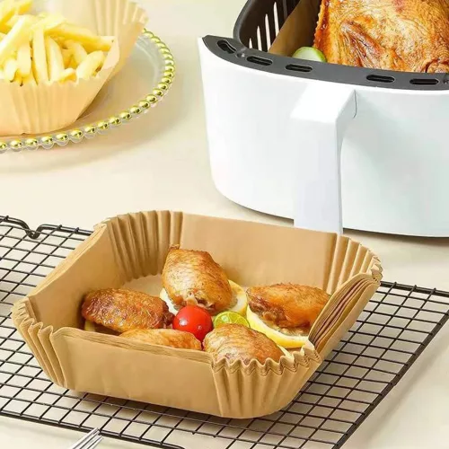 Bewello Air fryer sütőpapír - olaj nélküli sütőhöz - négyzet - 20 cm - 50 db / csomag (BW1020A)