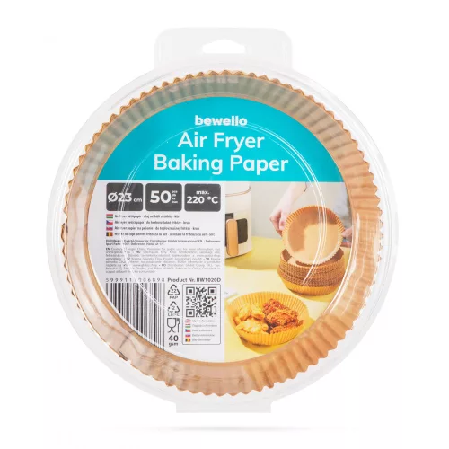 Bewello Air fryer sütőpapír - olaj nélküli sütőhöz - kör - 23 cm - 50 db / csomag (BW1020D)