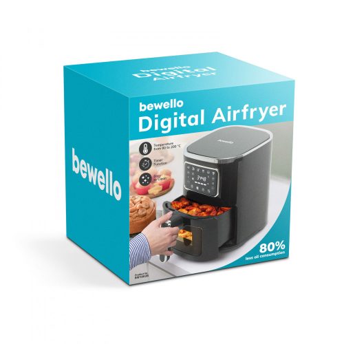 Bewello Olaj nélküli fritőz - 220-240 V - 1450W - 5 L - érintőgombos (BW1002B)