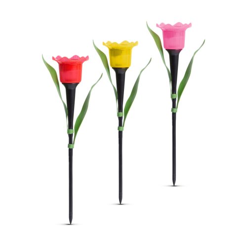 Garden Of Eden LED-es szolár tulipánlámpa - sárga / piros / rózsaszín - 31 cm - 24 db / kínáló (11750)