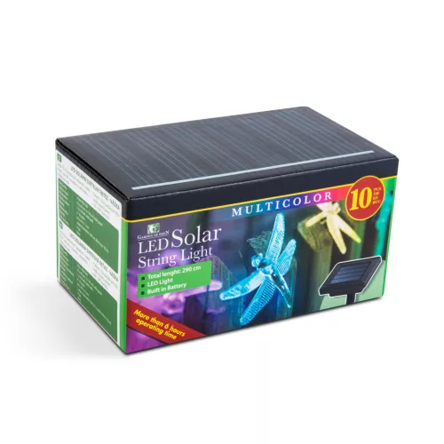 Garden Of Eden LED szolár fényfüzér - szitakötő - 2 m - 10 színes LED (11758B)