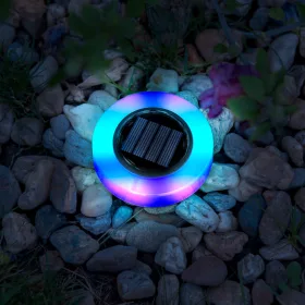   Garden Of Eden LED-es leszúrható szolár lámpa - kör alakú - RGB színes LED - 105 x 128 mm (11766A)