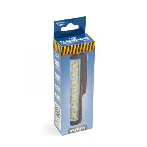 Phenom LED-es zseblámpa - munkalámpa móddal - 400 mAh akkumulátor - XPE + SMD LED - 500 lm - IP55 - ezüst (18580A)
