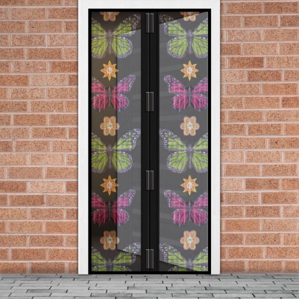 Garden of Eden Szúnyogháló függöny ajtóra -mágneses- 100 x 210 cm - virágos pillangós (11398P)