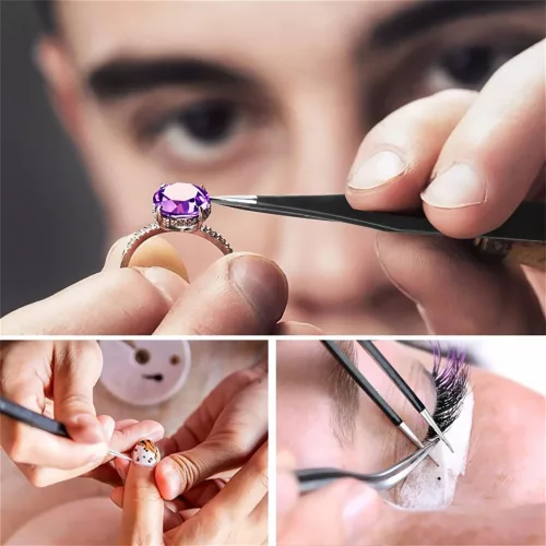 Handy Precíziós csipesz szett - antisztatikus - 11 részes - matt fekete (10779B)