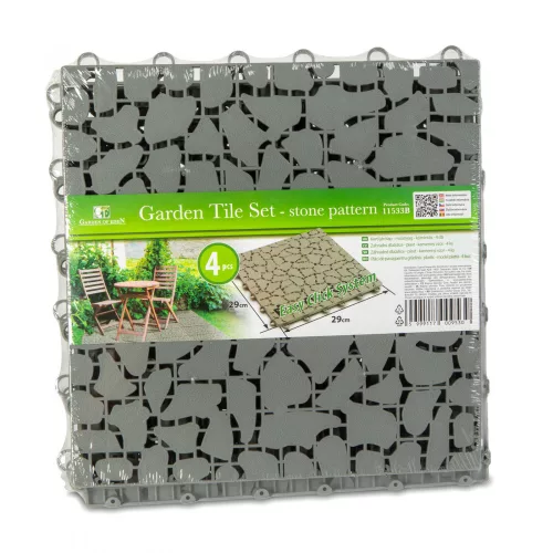 Garden of Eden Kerti járólap - kőmintás - műanyag - 29 x 29 cm - szürke - 4 db / csomag (11533B)
