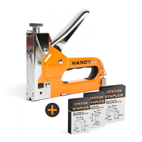 Handy Kézi tűzőgép szett kofferben - tűzőgép + 3 féle kapocs (10442B)