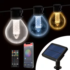   Smart szolár fényfüzér - 15 db fehér LED - állítható színhőmérséklet - 7,5 m - bluetooth (11743)