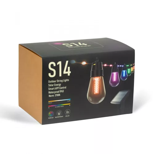 Smart szolár fényfüzér - 84+15 db RGB LED - 14,5 m - bluetooth (11748)