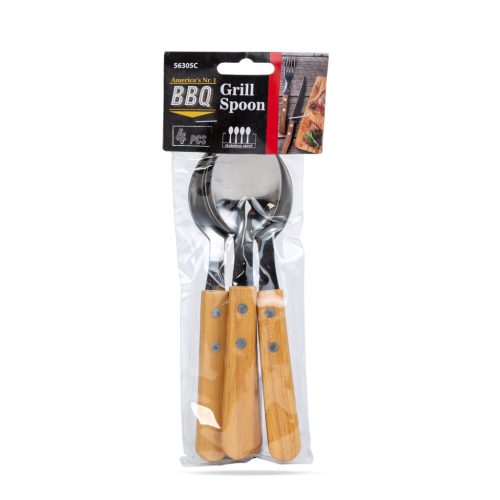 BBQ Grill kanál - 4 db - fa nyéllel (56305C)