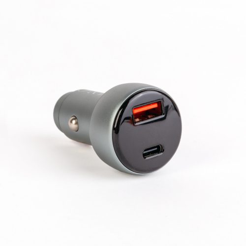MNC Autós szivargyújtó adapter Type-C PD és USB aljzattal, gyorstöltéssel - feszültségkijelzéssel - 48W (55025B)