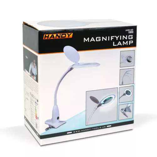 Handy Asztali LED lámpa - nagyítóval - csipeszes - fehér (10800)