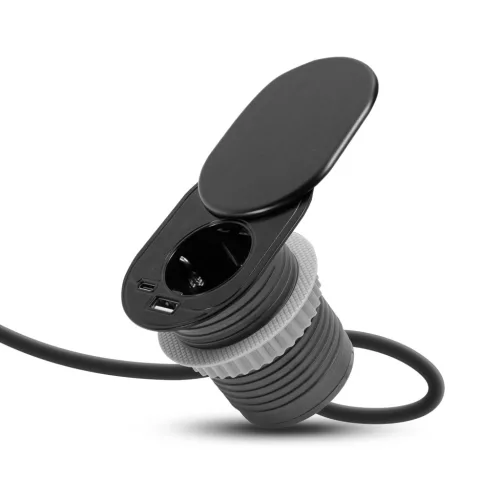 Delight Rejtett, beépíthető konnektor + USB + Type-C - "Slide it" technológiával (20463BK)