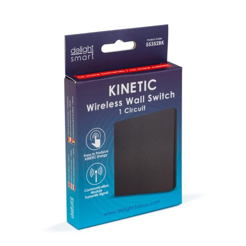 Delight Kinetic fali kapcsoló - 433 Mhz - 1 körös - IP20 - fekete (55352BK)