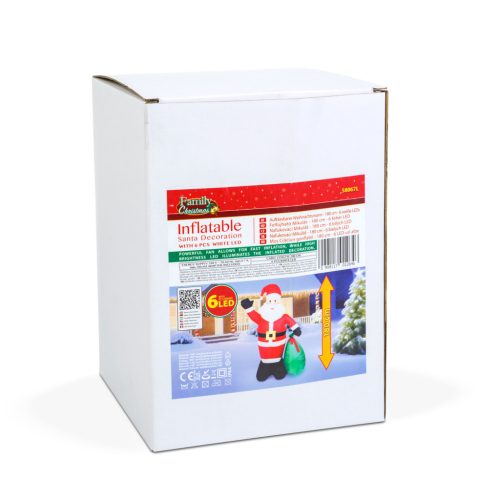 Family Felfújható Mikulás - 180 cm - IP44 - 6 fehér LED - 100 - 240 V (58067L)