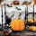 Family Halloween-i tök dekoráció - 16,5 cm - narancssárga - habszivacs - glitteres (56540A)