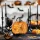 Family Halloween-i tök dekoráció - 16,5 cm - narancs, pókhálós - habszivacs (56540C)