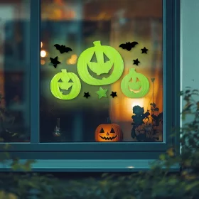   Family Halloween-i foszforeszkáló ablakdekor - tök - 29 x 16 cm (56543A)