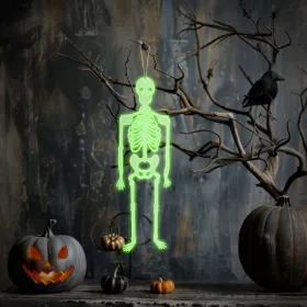   Family Halloween-i foszforeszkáló dekoráció - csontváz - 32 x 11 cm (56545A)