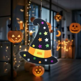   Family Halloween-i dekoráció - boszorkánykalap - akasztható - filc - 38 x 33 cm (56555B)