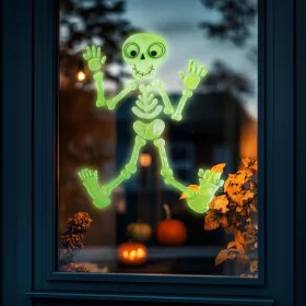   Family Halloween-i foszforeszkáló ablakdekor - csontváz - 24 x 15 cm (56543D)