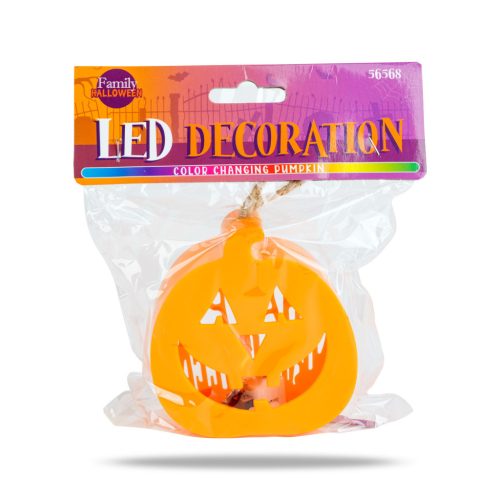 Family Halloween-i LED dekor - tök - RGB LED - 3 x LR1130 - 8,5 x 9 x 4 cm (56568)