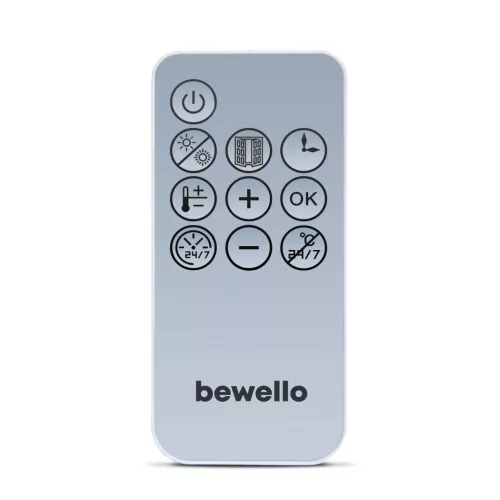 Bewello Fali hősugárzó törölközőtartóval - 800/2000W - 240V - fehér (BW2104)