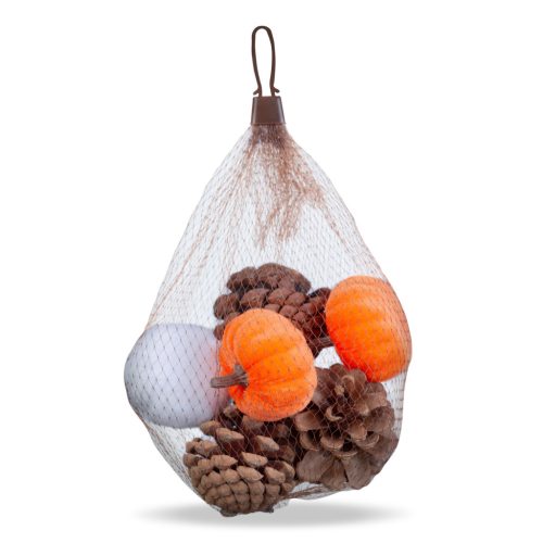 Family Őszi dekoráció - tök és toboz - 6 cm - habszivacs - 8 db / csomag (58188B)